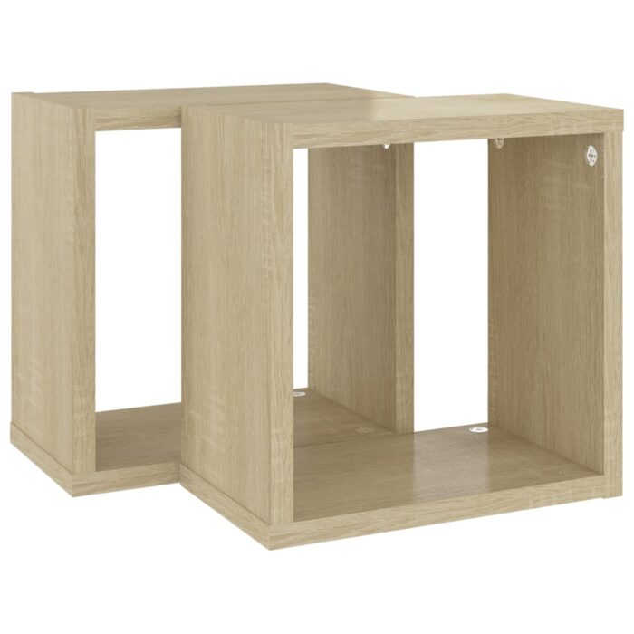 VXL8720286594520_g_en_hd_3.jpg Étagères cube murales 2 pcs Chêne sonoma 26x15x26 cm – Image 3
