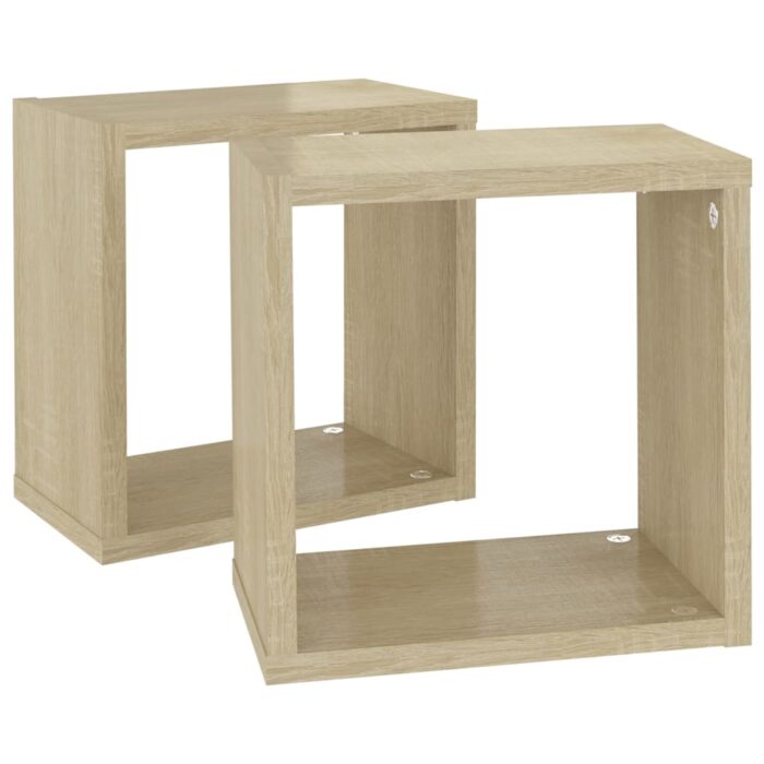 VXL8720286594520_g_en_hd_4.jpg Étagères cube murales 2 pcs Chêne sonoma 26x15x26 cm – Image 4