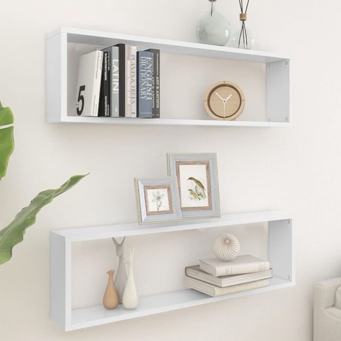 Étagères cube murales 2 pcs blanc 100x15x30cm bois d'ingénierie – Image 1