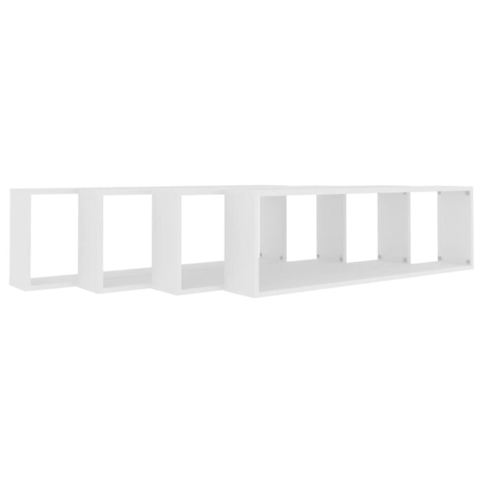 Étagères cube murales 4 pcs Blanc 100x15x30cm bois d'ingénierie – Image 2