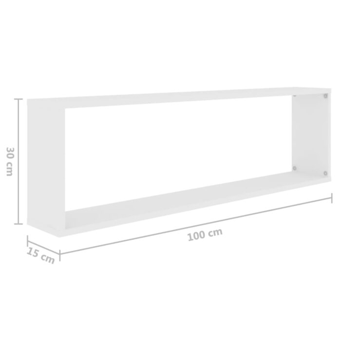Étagères cube murales 4 pcs Blanc 100x15x30cm bois d'ingénierie – Image 7
