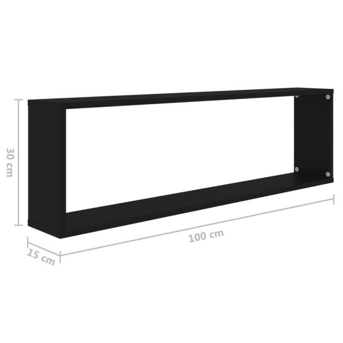 Étagères cube murales 2 pcs noir 100x15x30 cm bois d'ingénierie – Image 7