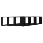Étagères cube murales 4 pcs noir 100x15x30 cm bois d'ingénierie – Image 2