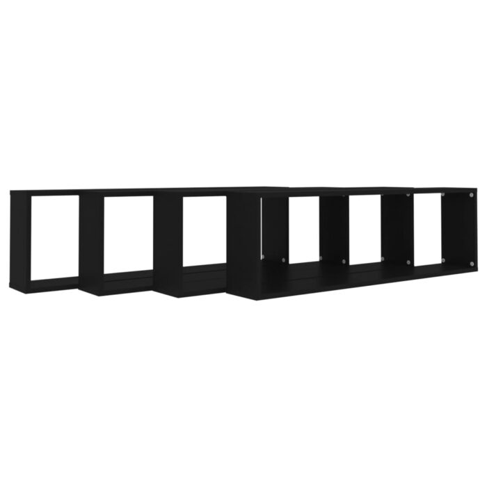 Étagères cube murales 4 pcs noir 100x15x30 cm bois d'ingénierie – Image 2