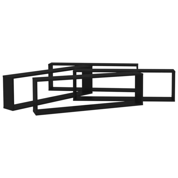 Étagères cube murales 4 pcs noir 100x15x30 cm bois d'ingénierie – Image 3