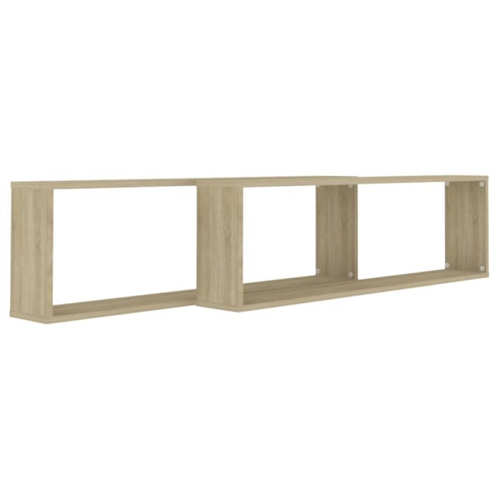 Étagères cube murales 2 pcs chêne sonoma bois d'ingénierie – Image 2