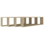 Étagères cube murales 4 pcs chêne sonoma bois d'ingénierie – Image 2