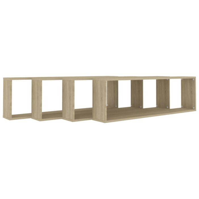 Étagères cube murales 4 pcs chêne sonoma bois d'ingénierie – Image 2