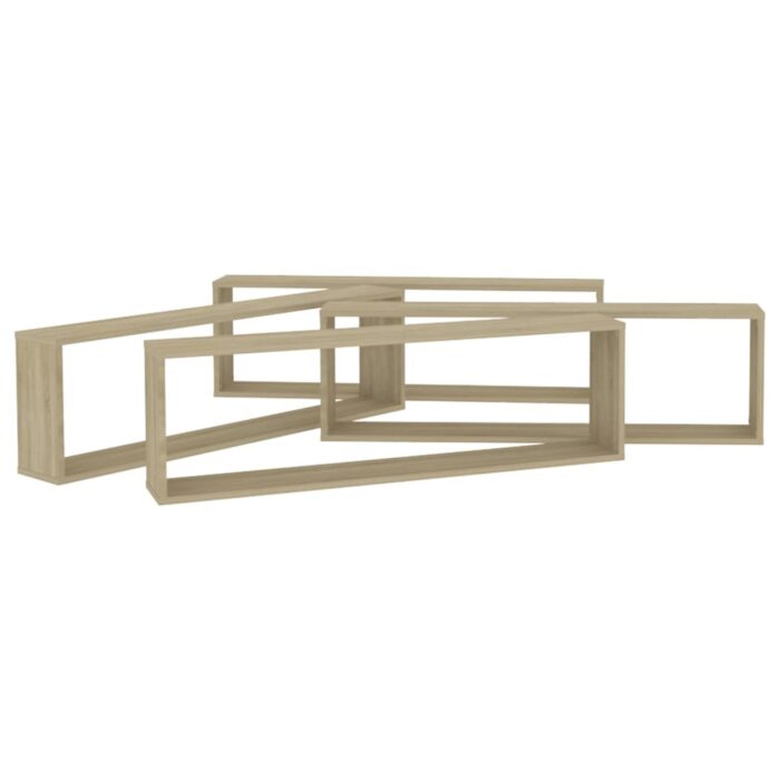 Étagères cube murales 4 pcs chêne sonoma bois d'ingénierie – Image 3