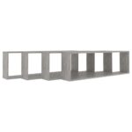 Étagères cube murales 4 pcs gris béton bois d'ingénierie – Image 2