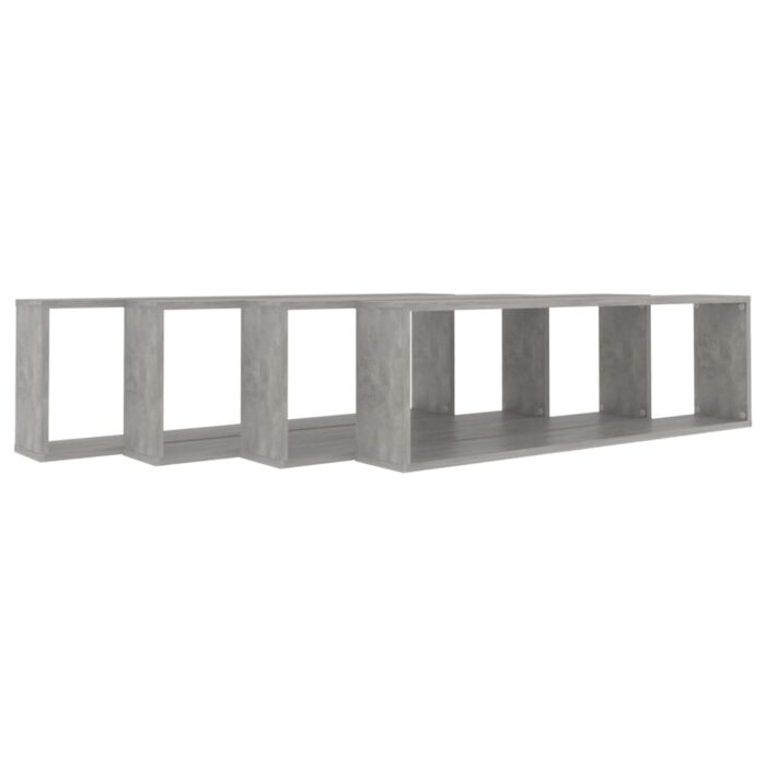 Étagères cube murales 4 pcs gris béton bois d'ingénierie – Image 2