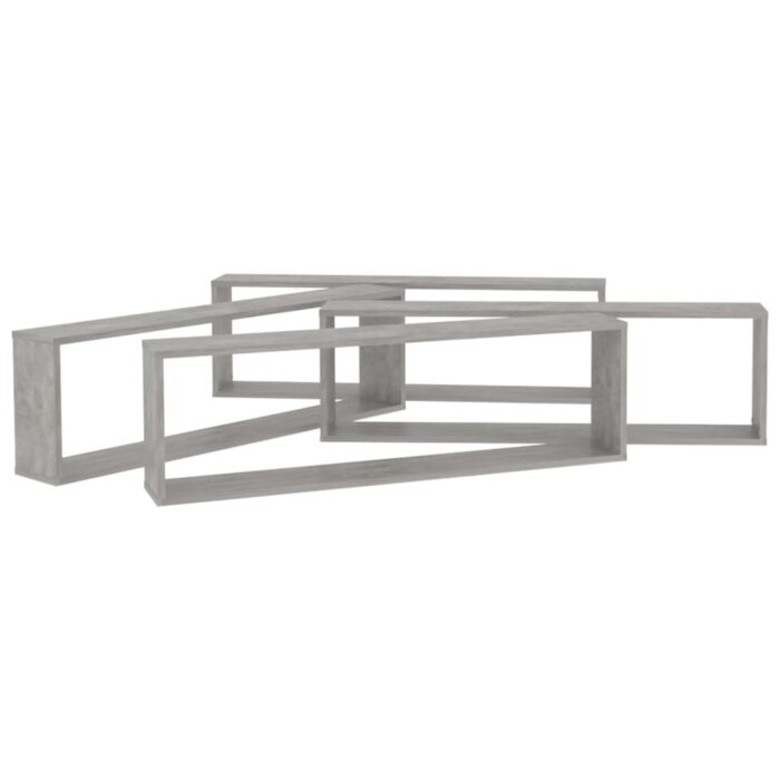 Étagères cube murales 4 pcs gris béton bois d'ingénierie – Image 3