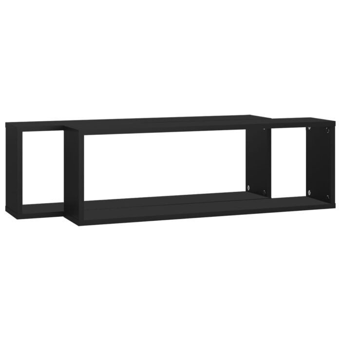 Étagères cube murales 2pcs Noir 80x15x26,5cm bois d'ingénierie – Image 2