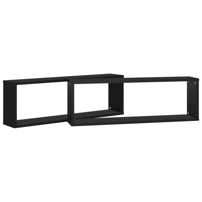 Étagères cube murales 2pcs Noir 80x15x26,5cm bois d'ingénierie – Image 3