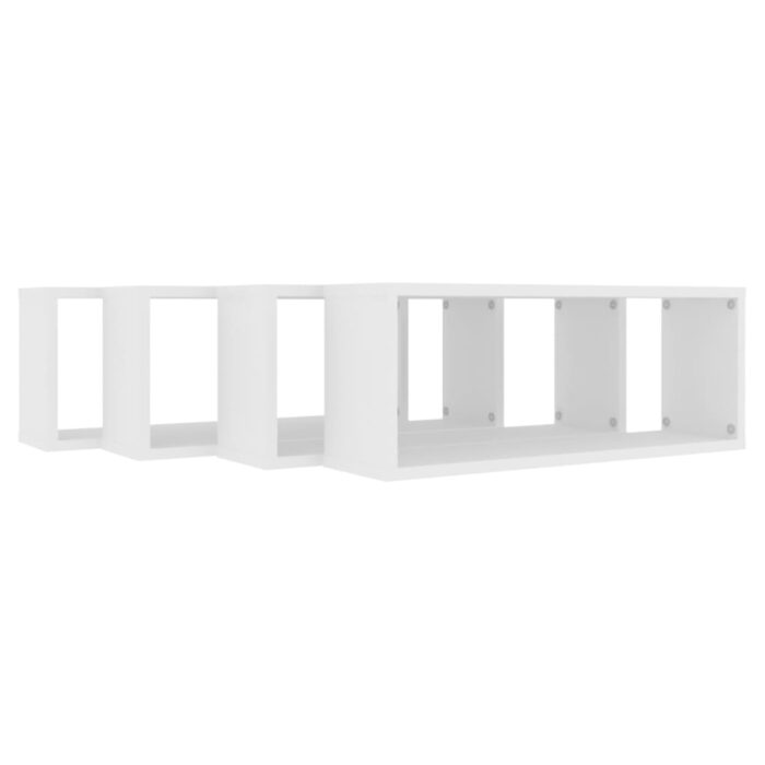 Étagères murales cube 4 pcs Blanc 60x15x23 cm Bois d’ingénierie – Image 5