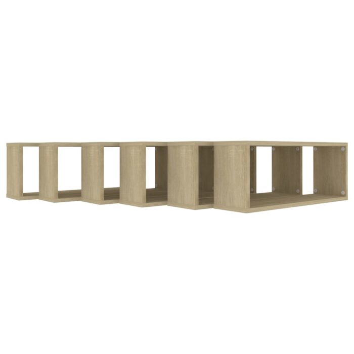 Étagères murales cube 6 pcs Chêne sonoma Bois d’ingénierie – Image 5