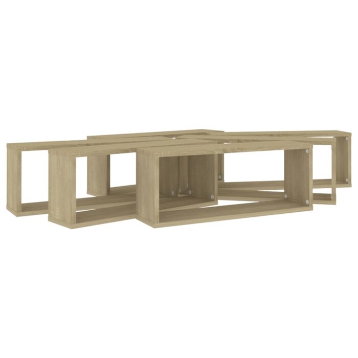 Étagères murales cube 6 pcs Chêne sonoma Bois d’ingénierie – Image 6