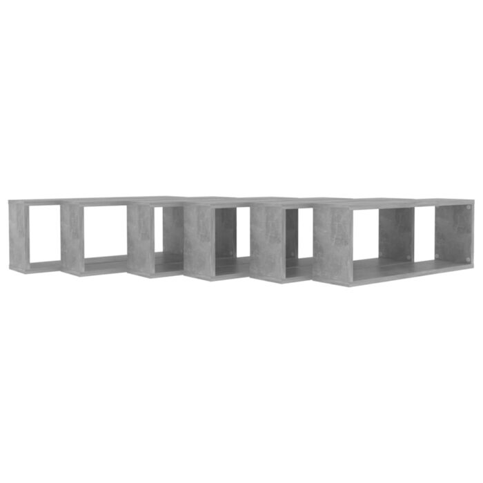 Étagères murales cube 6 pcs Gris béton Bois d’ingénierie – Image 5