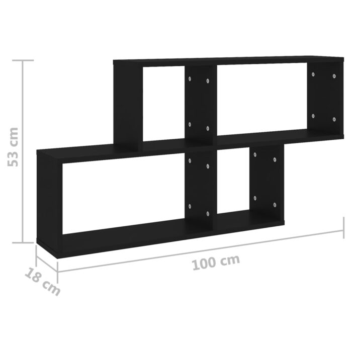 Étagère murale Noir 100x18x53 cm Bois d’ingénierie – Image 4