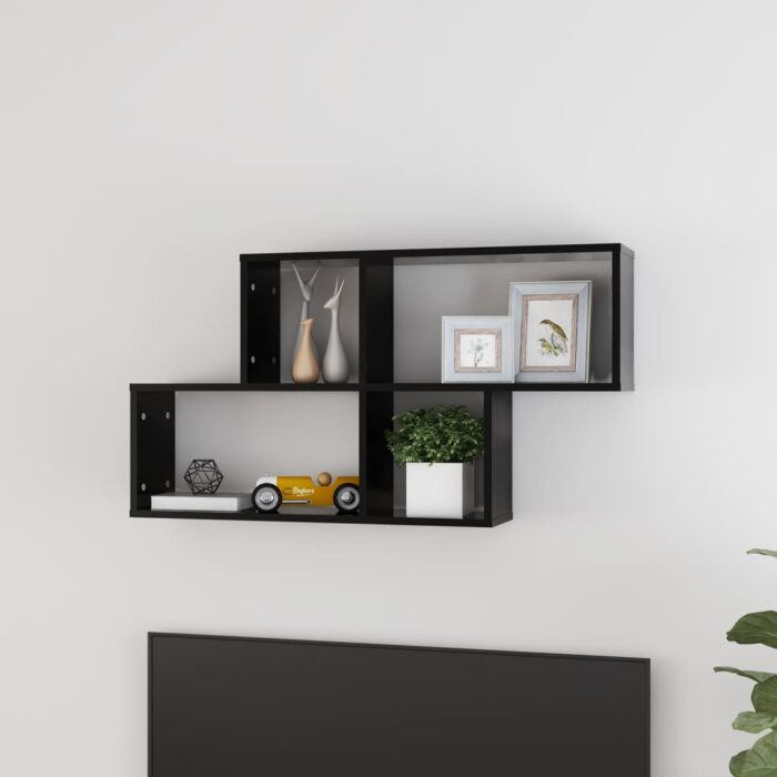 Étagère murale Noir 100x18x53 cm Bois d’ingénierie – Image 1