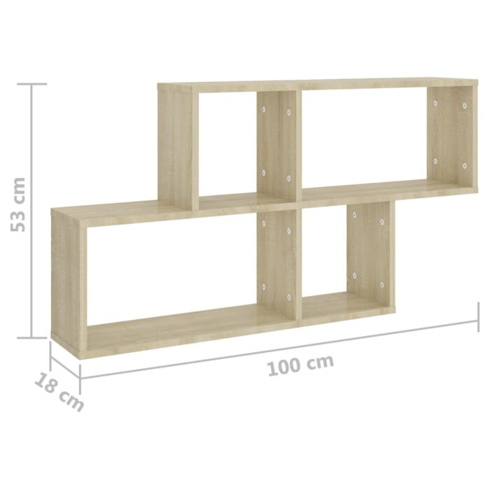 Étagère murale Chêne sonoma 100x18x53 cm Bois d’ingénierie – Image 4