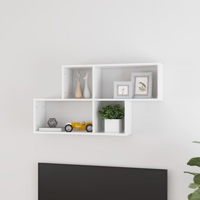 VXL8720286595848_m_en_hd_1.jpg Étagère murale Blanc brillant 100x18x53 cm Bois d’ingénierie – Image 1