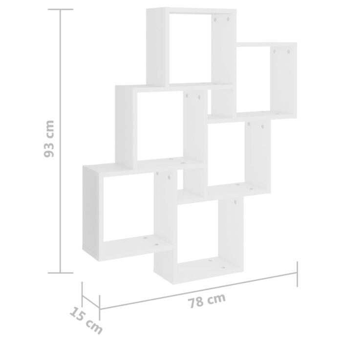 Étagère murale cube Blanc 78x15x93 cm Bois d’ingénierie – Image 4