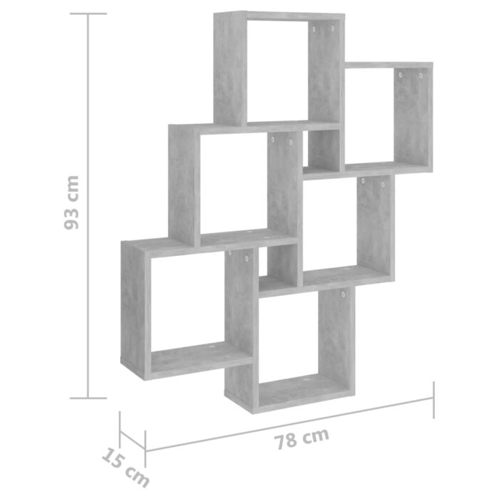 Étagère murale cube Gris béton 78x15x93 cm Bois d’ingénierie – Image 4