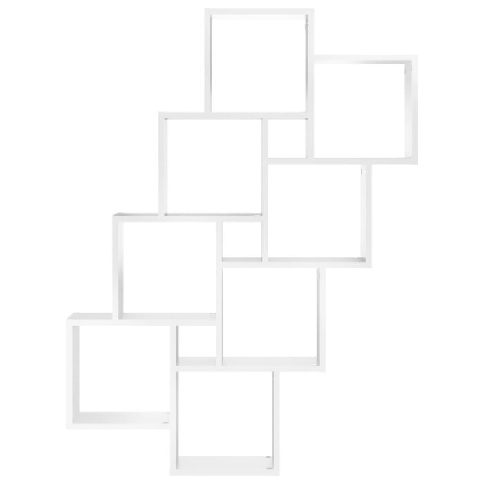 Étagère murale cube Blanc 90x15x119 cm Bois d’ingénierie – Image 2