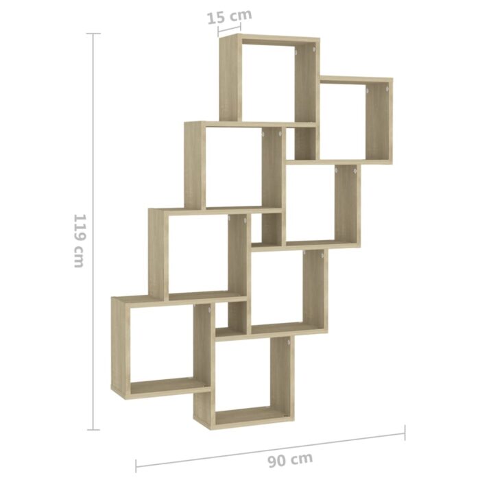 Étagère murale cube Chêne sonoma 90x15x119 cm Bois d’ingénierie – Image 4