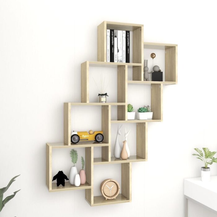 Étagère murale cube Chêne sonoma 90x15x119 cm Bois d’ingénierie – Image 1