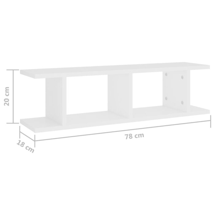 Étagères murales 2 pcs Blanc 75x18x20 cm bois d'ingénierie – Image 5