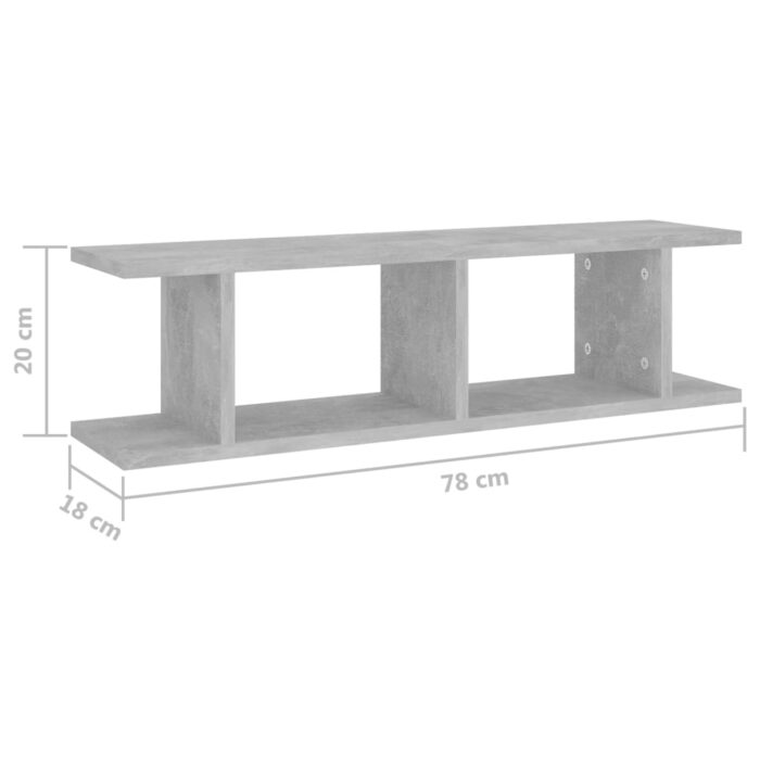 Étagères murales 2 pcs Gris béton 75x18x20 cm bois d'ingénierie – Image 5