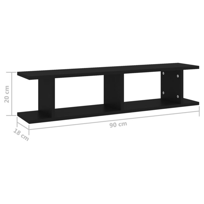 Étagères murales 2 pcs Noir 90x18x20 cm bois d'ingénierie – Image 5