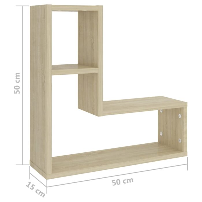 Étagères murales 2pcs chêne sonoma 50x15x50cm bois d'ingénierie – Image 5