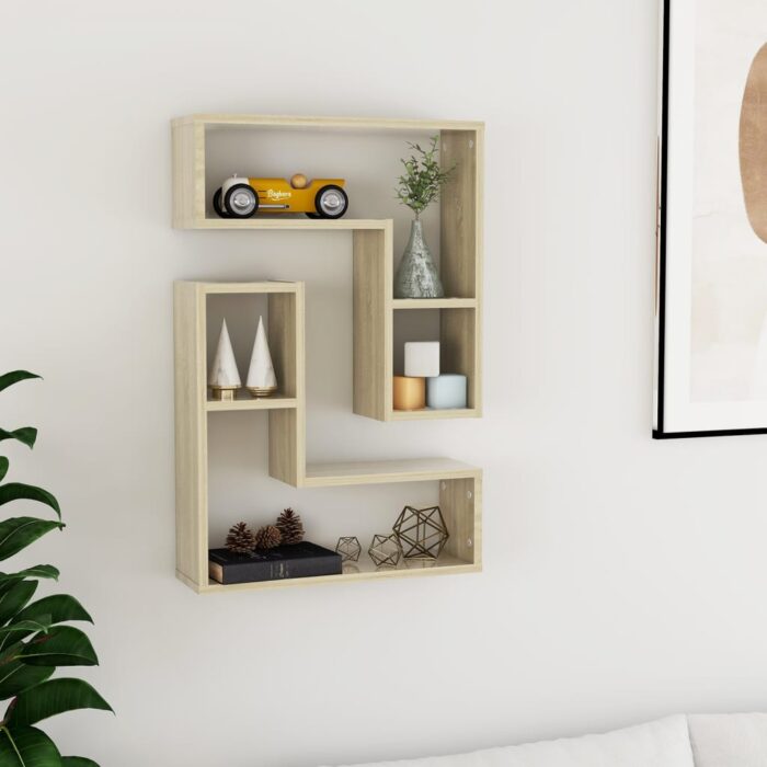 Étagères murales 2pcs chêne sonoma 50x15x50cm bois d'ingénierie – Image 1
