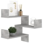 Étagère murale d'angle Gris béton 40x40x50 cm Bois d’ingénierie – Image 2