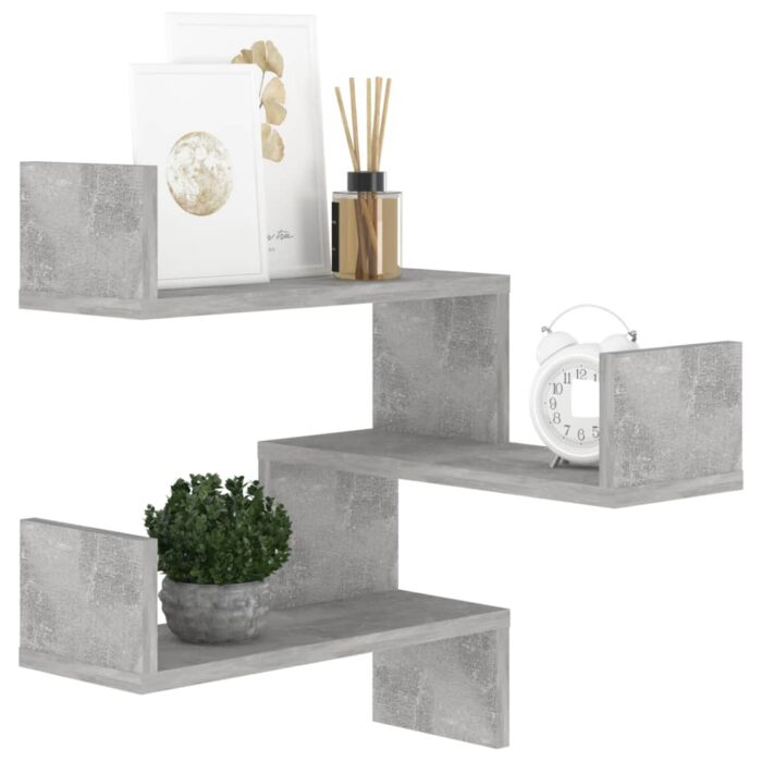 Étagère murale d'angle Gris béton 40x40x50 cm Bois d’ingénierie – Image 2