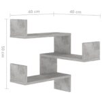Étagère murale d'angle Gris béton 40x40x50 cm Bois d’ingénierie – Image 6