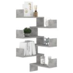 Étagères murales d'angle 2 pcs Gris béton Bois d’ingénierie – Image 2
