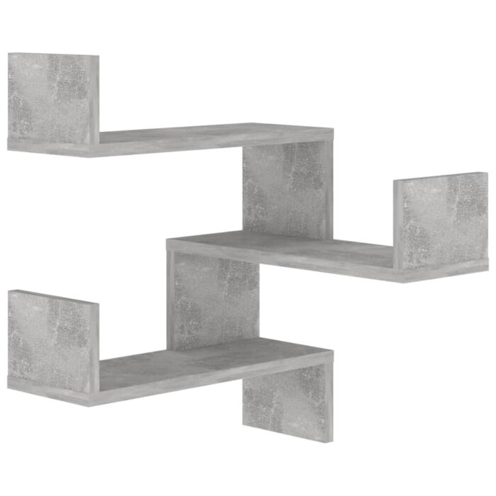 Étagères murales d'angle 2 pcs Gris béton Bois d’ingénierie – Image 3