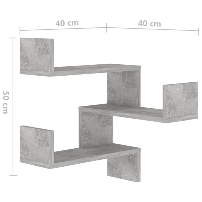 Étagères murales d'angle 2 pcs Gris béton Bois d’ingénierie – Image 7