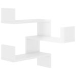 Étagères murales d'angle 2 pcs Blanc brillant Bois d’ingénierie – Image 3