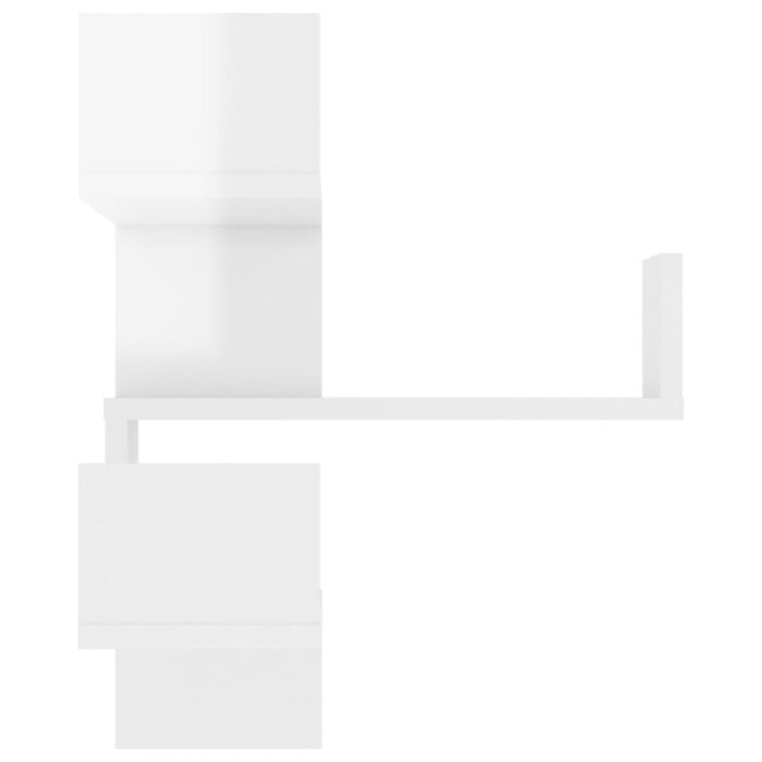 Étagères murales d'angle 2 pcs Blanc brillant Bois d’ingénierie – Image 4