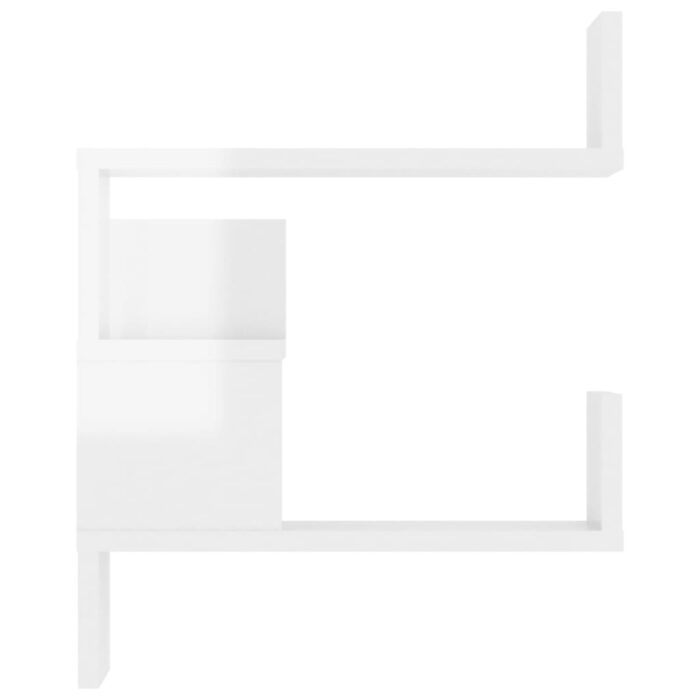 Étagères murales d'angle 2 pcs Blanc brillant Bois d’ingénierie – Image 5