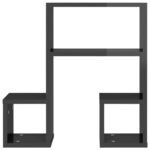 Étagères murales 2 pcs gris brillant 50x15x50cm bois ingénierie – Image 3