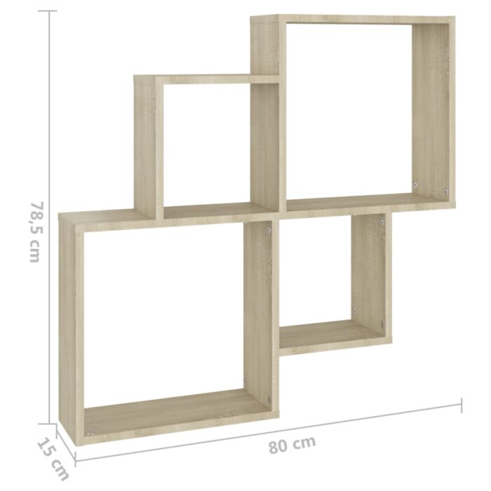 Étagère murale cube Chêne sonoma 80x15x78,5cm Bois d’ingénierie – Image 4