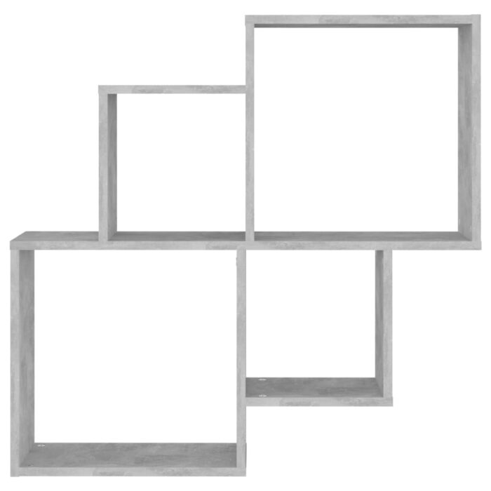 Étagère murale cube Gris béton 80x15x78,5 cm Bois d’ingénierie – Image 2