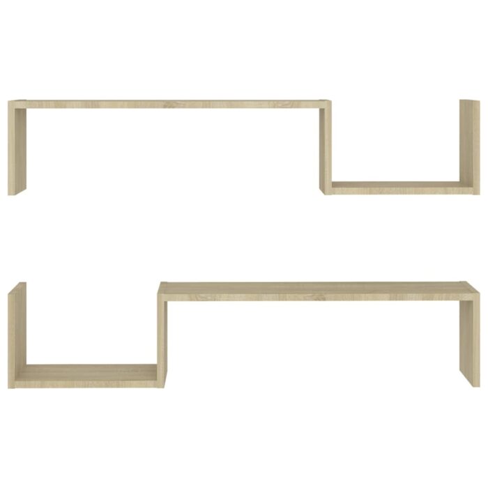 Étagères murales 2 pcs chêne sonoma 100x15x20cm bois ingénierie – Image 3