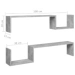 Étagères murales 2 pcs gris béton 100x15x20cm bois d'ingénierie – Image 6